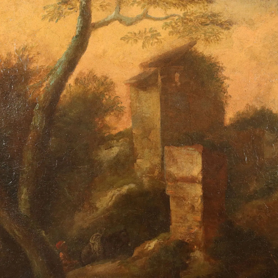 Painting Landscape with Figures and Herds Oil on Canvas XVIII Century | Art | Antique Painting