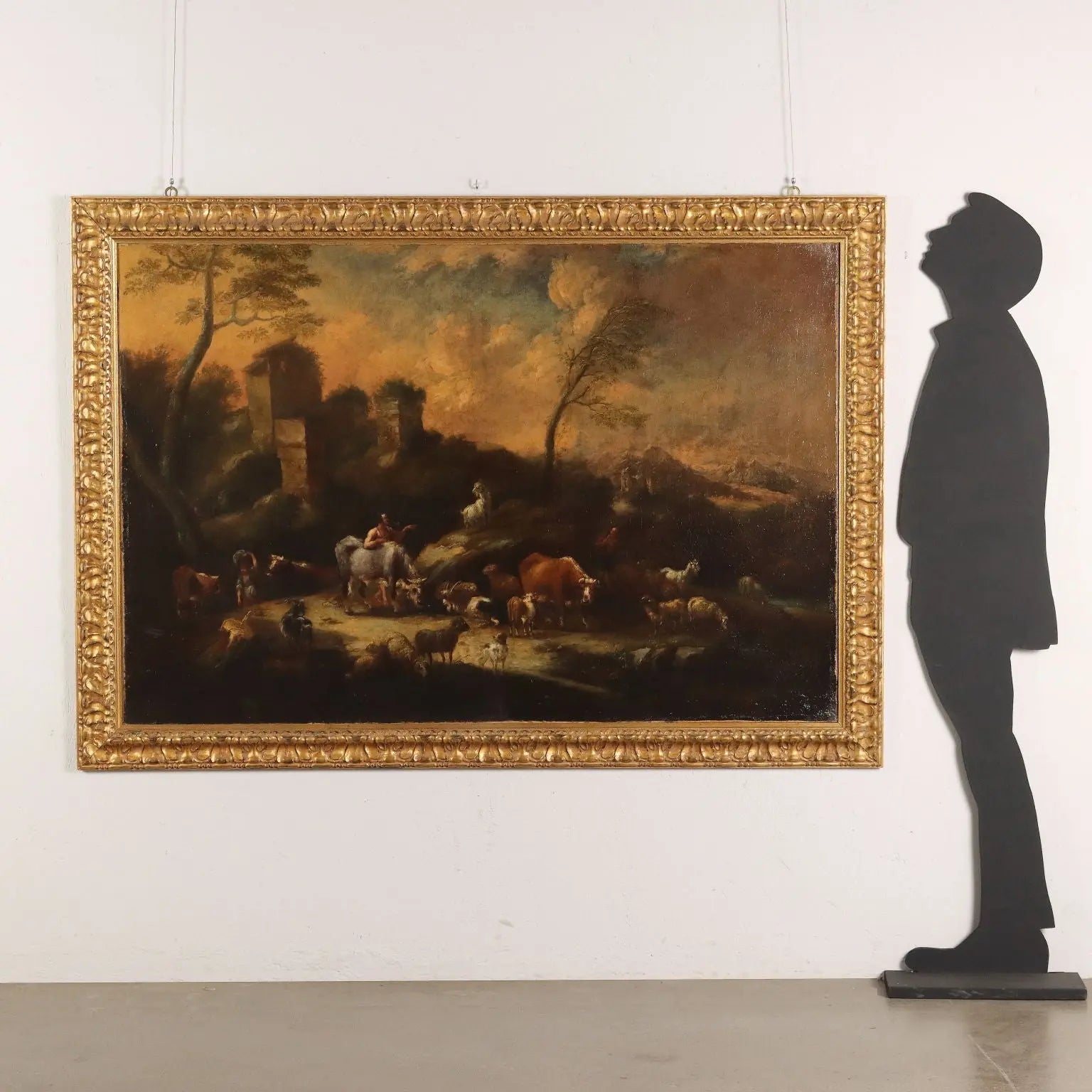 Painting Landscape with Figures and Herds Oil on Canvas XVIII Century | Art | Antique Painting