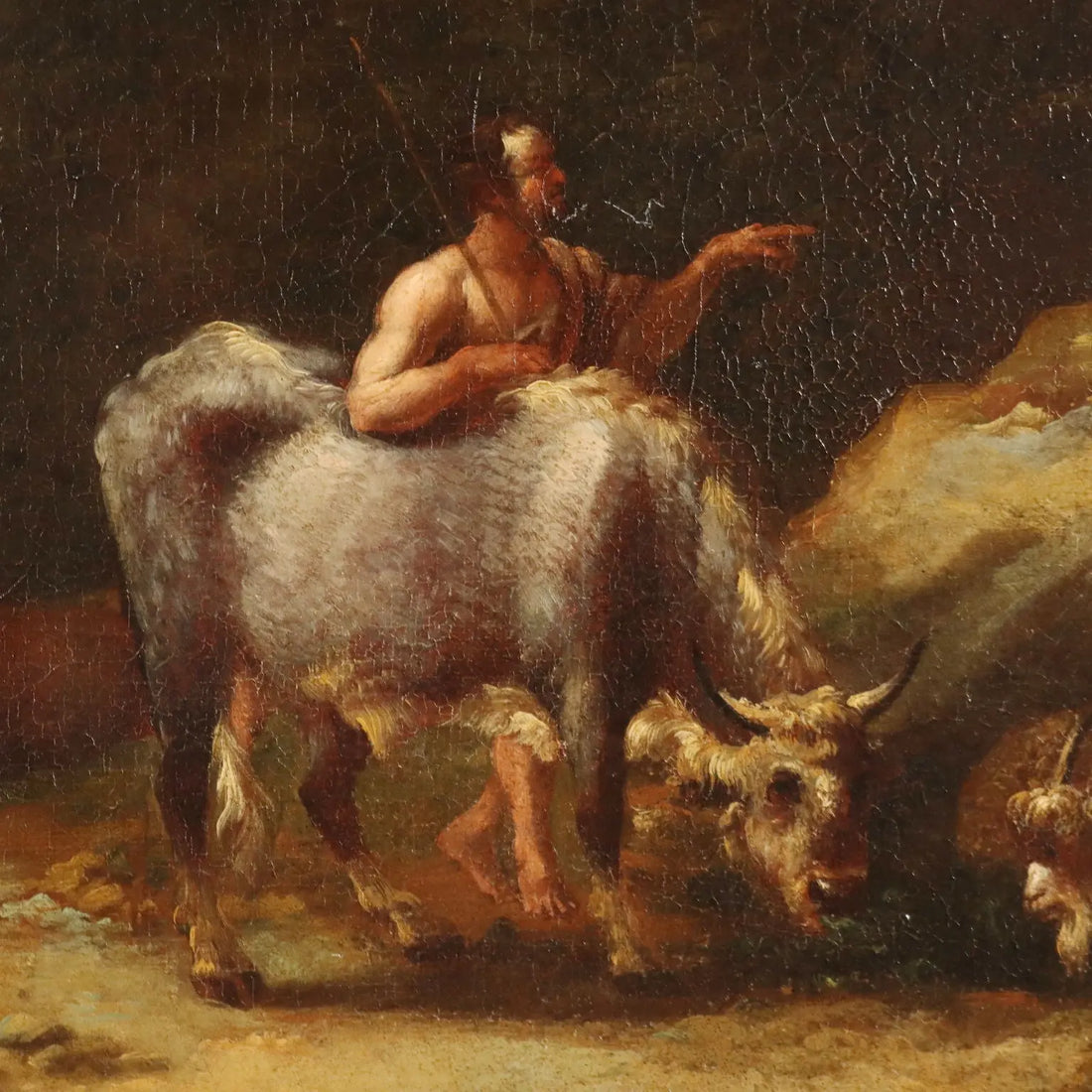 Painting Landscape with Figures and Herds Oil on Canvas XVIII Century | Art | Antique Painting