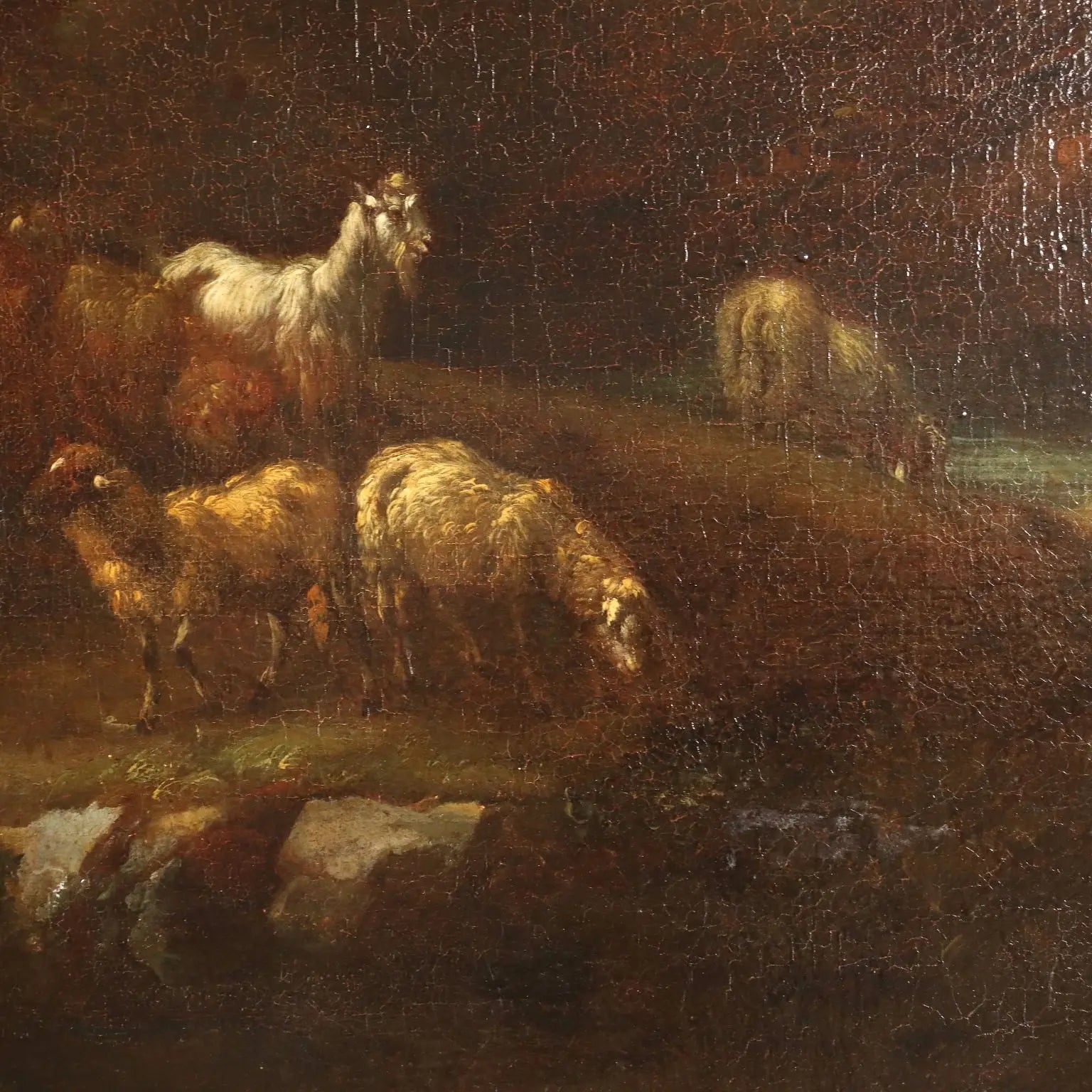 Painting Landscape with Figures and Herds Oil on Canvas XVIII Century | Art | Antique Painting