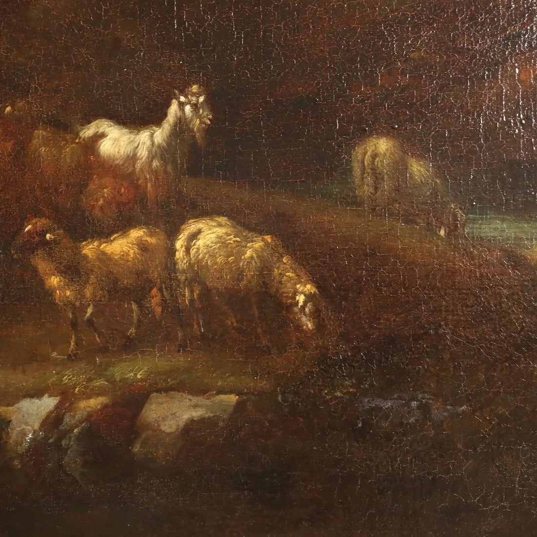 Painting Landscape with Figures and Herds Oil on Canvas XVIII Century | Art | Antique Painting