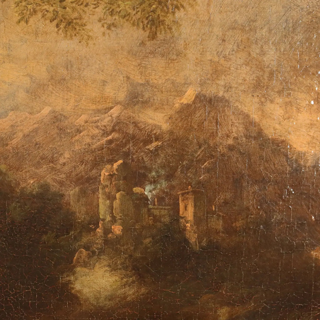 Painting Landscape with Figures and Herds Oil on Canvas XVIII Century | Art | Antique Painting