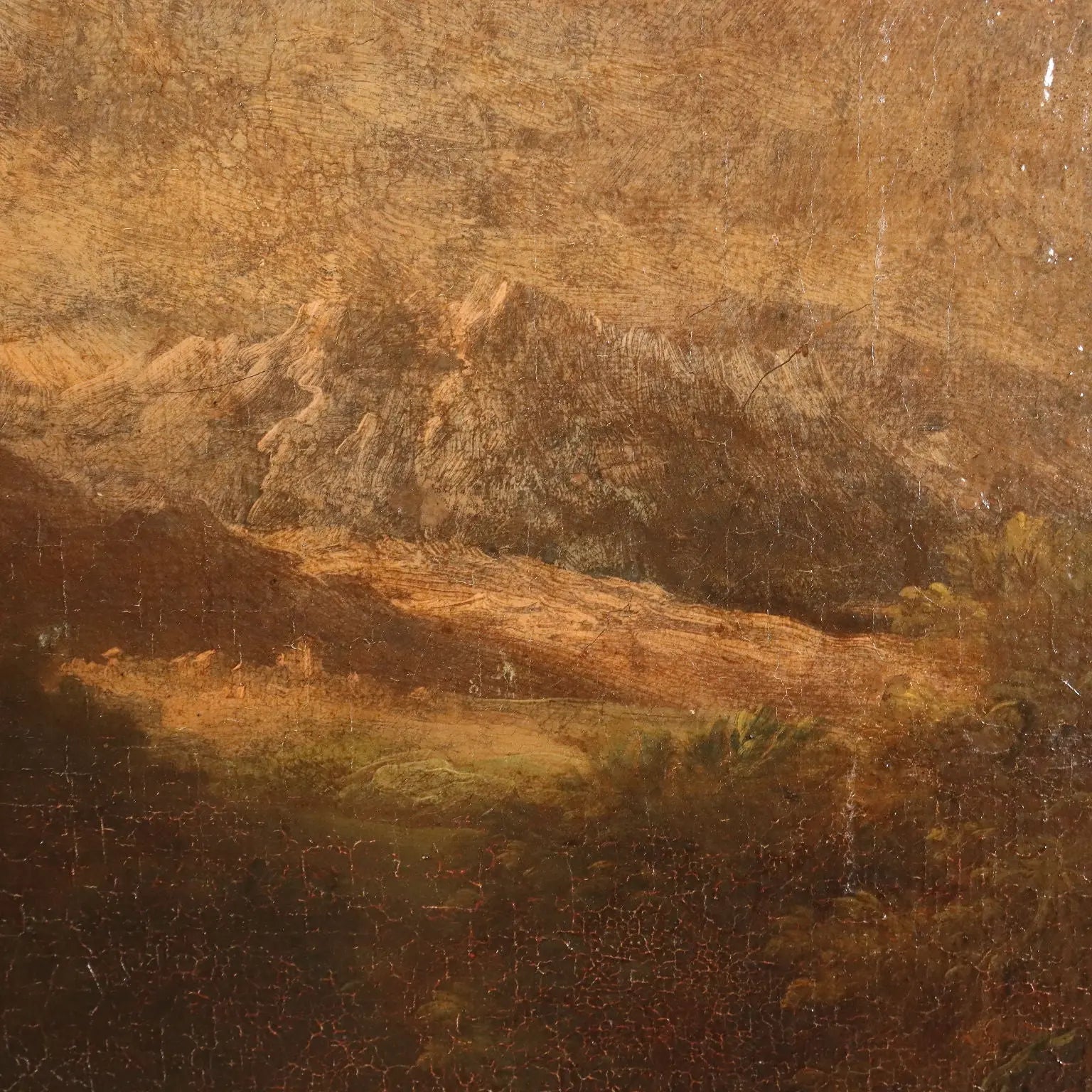 Painting Landscape with Figures and Herds Oil on Canvas XVIII Century | Art | Antique Painting