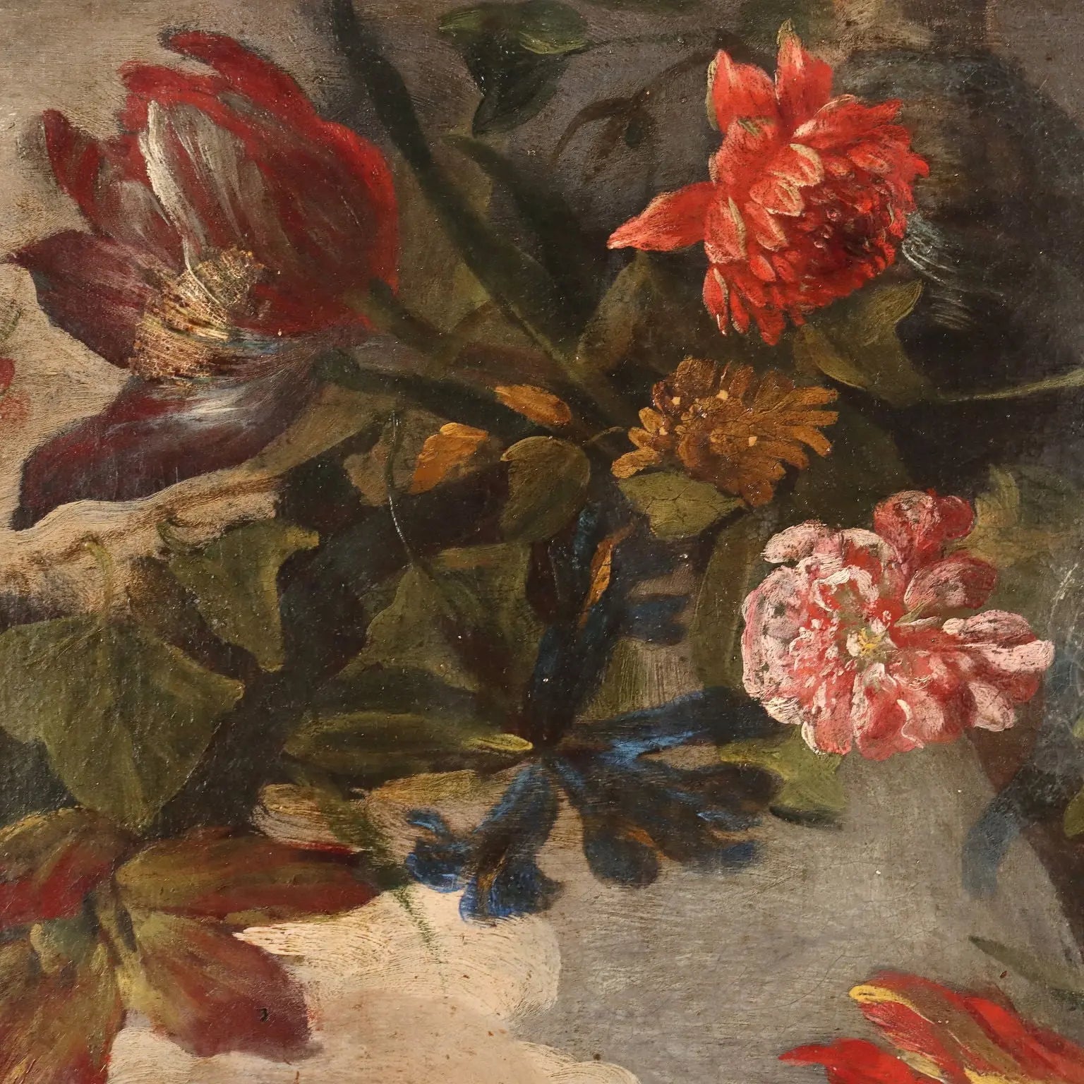 Ancient Painting '600-'700 Female Bust and Flower Garland Canvas | Art | Antique Painting