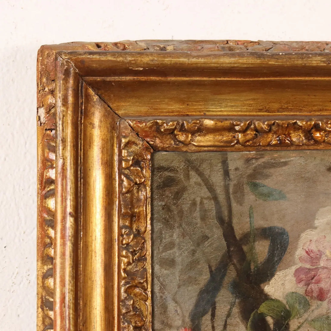 Ancient Painting '600-'700 Female Bust and Flower Garland Canvas | Art | Antique Painting