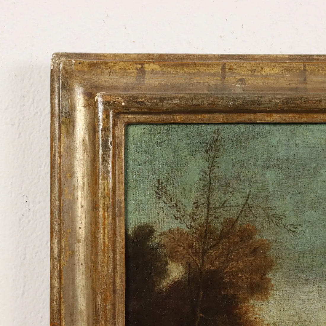 Ancient Painting '700 Landscape with Figures Oil on Canvas Style Frame | Art | Antique Painting