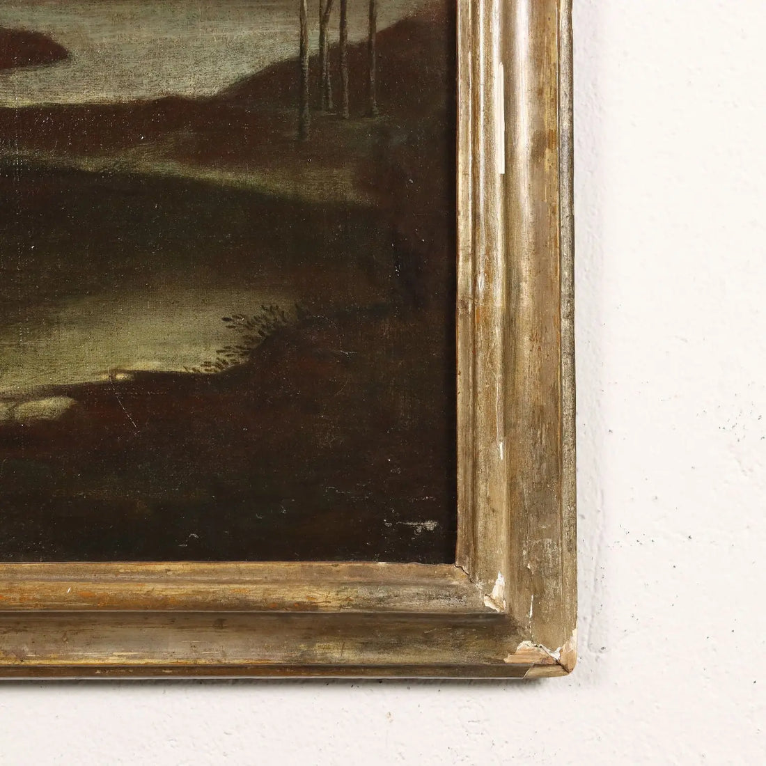 Ancient Painting '700 Landscape with Figures Oil on Canvas Style Frame | Art | Antique Painting