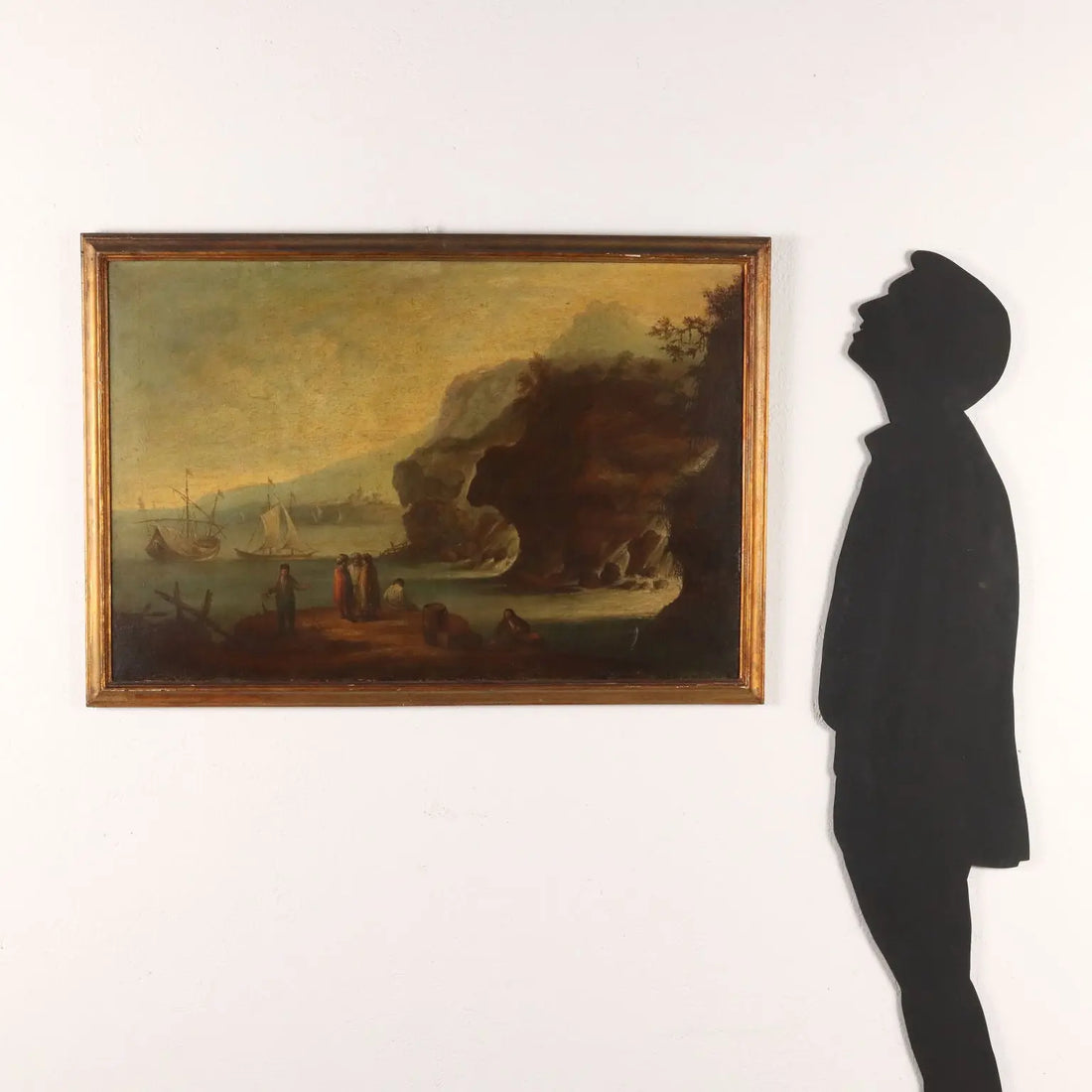 Sea Landscape with Figures Oil on Canvas '700 Art Ancient Painting | Art | Antique Painting