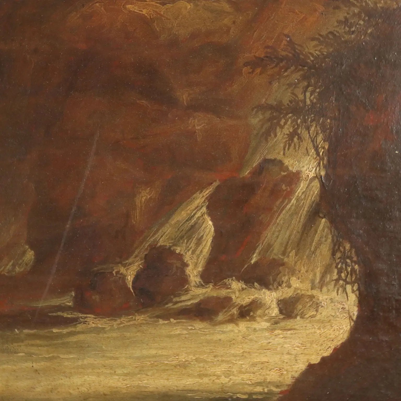 Sea Landscape with Figures Oil on Canvas '700 Art Ancient Painting | Art | Antique Painting