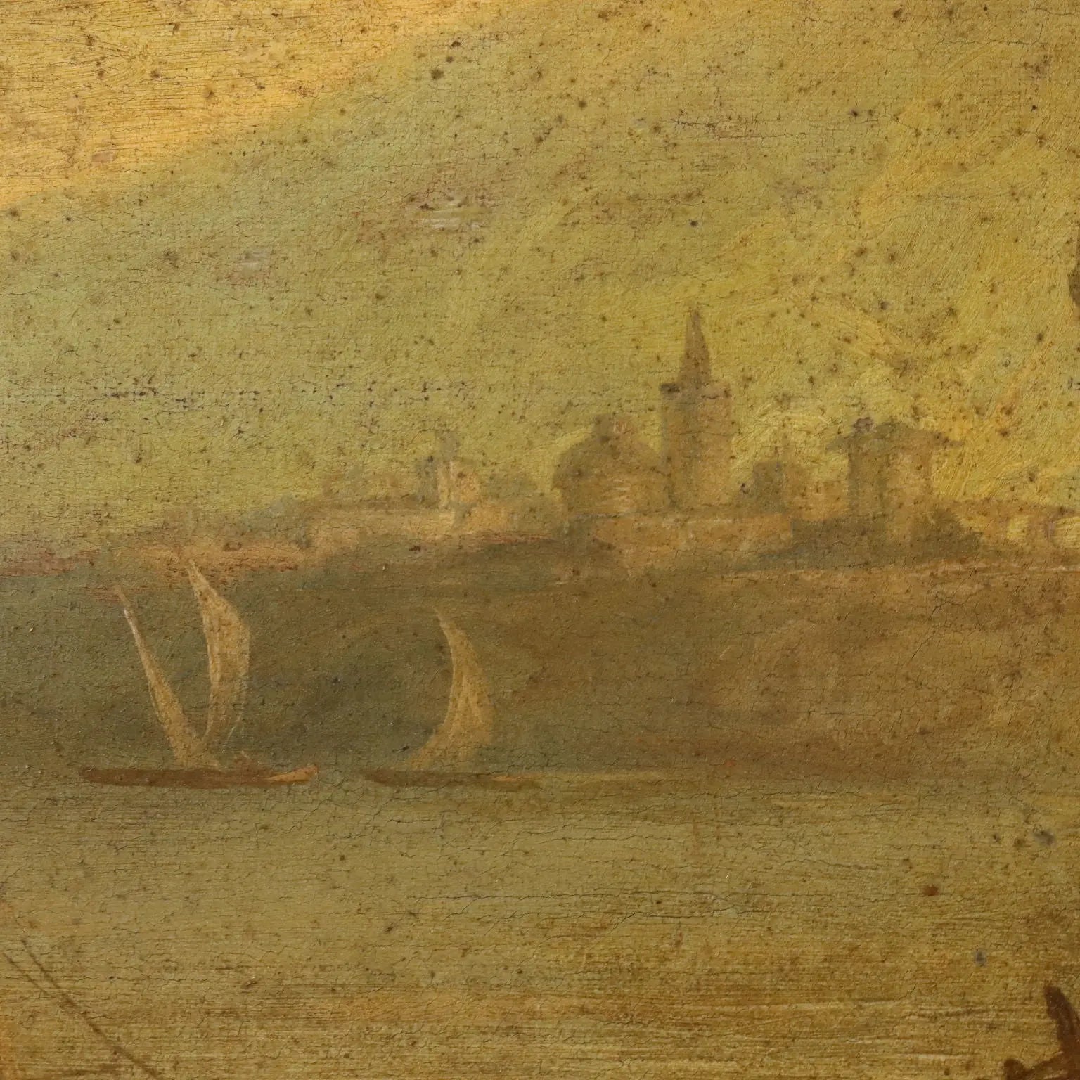 Sea Landscape with Figures Oil on Canvas '700 Art Ancient Painting | Art | Antique Painting