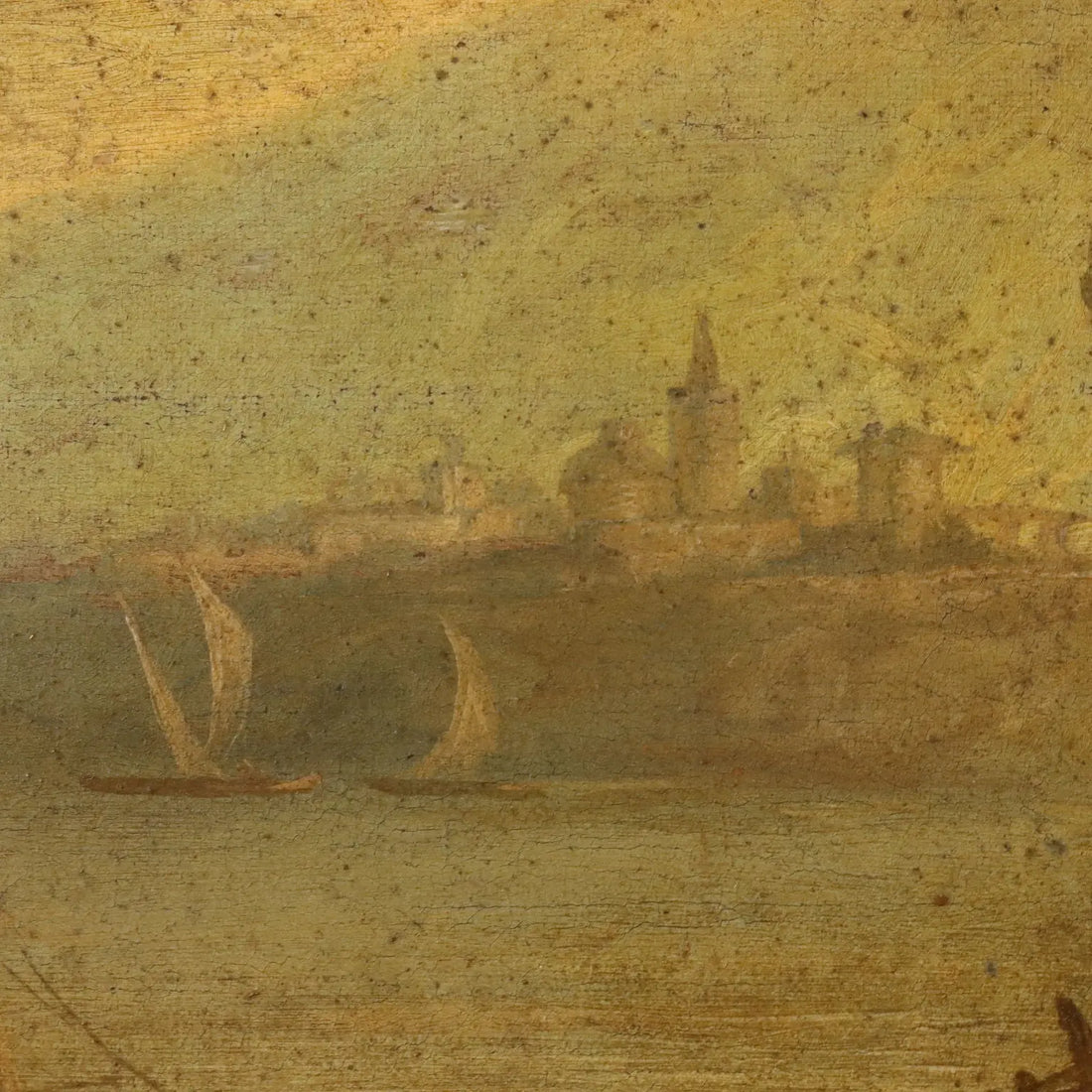 Sea Landscape with Figures Oil on Canvas '700 Art Ancient Painting | Art | Antique Painting