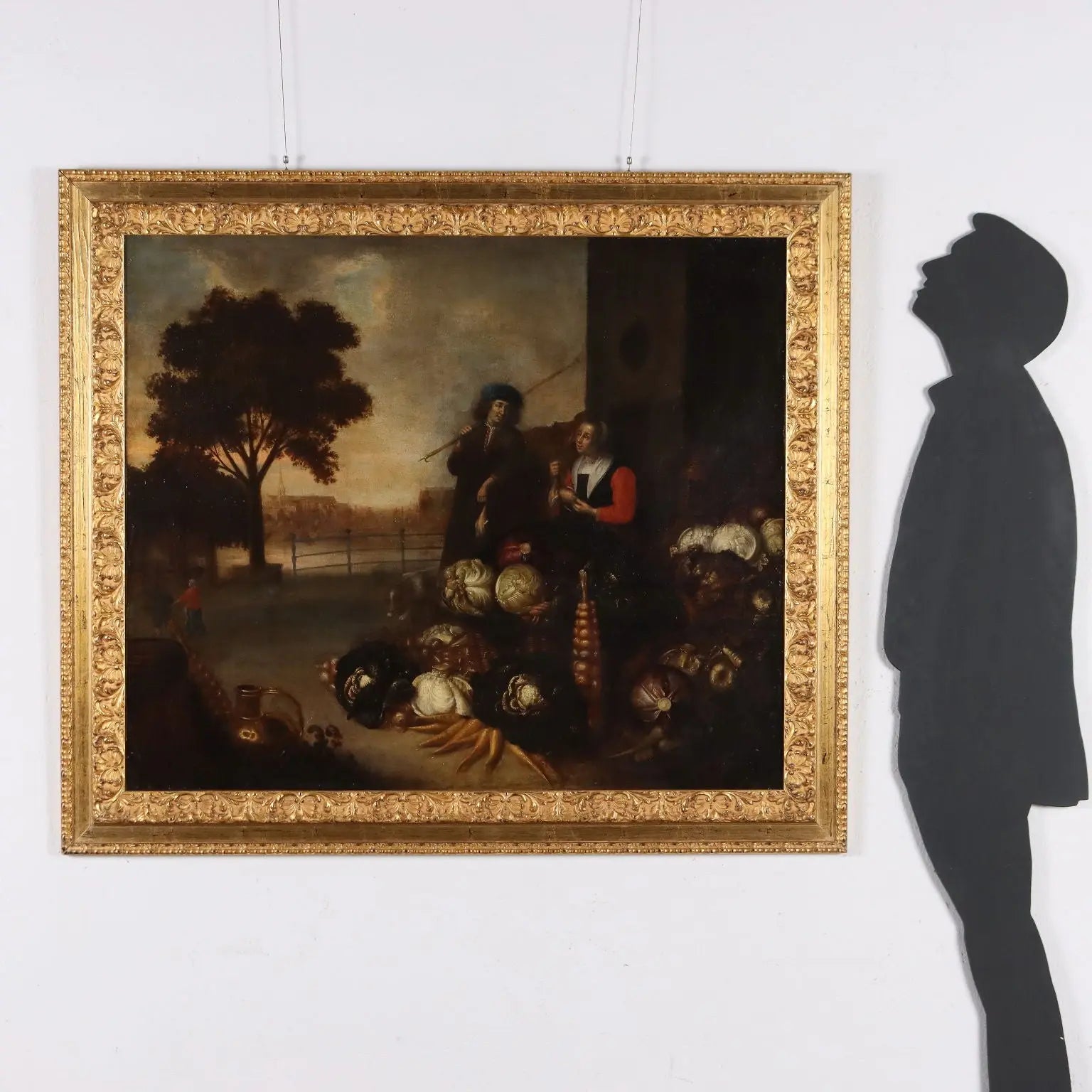 Ancient Painting Hercules Sanders '600 Scene with Figures Canvas - Figures with Autumnal Still Life | Art | Antique Painting