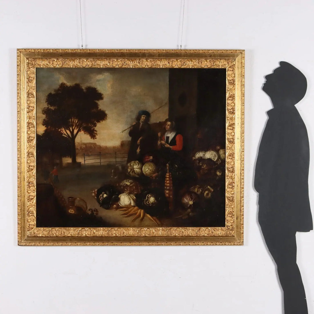 Ancient Painting Hercules Sanders '600 Scene with Figures Canvas - Figures with Autumnal Still Life | Art | Antique Painting