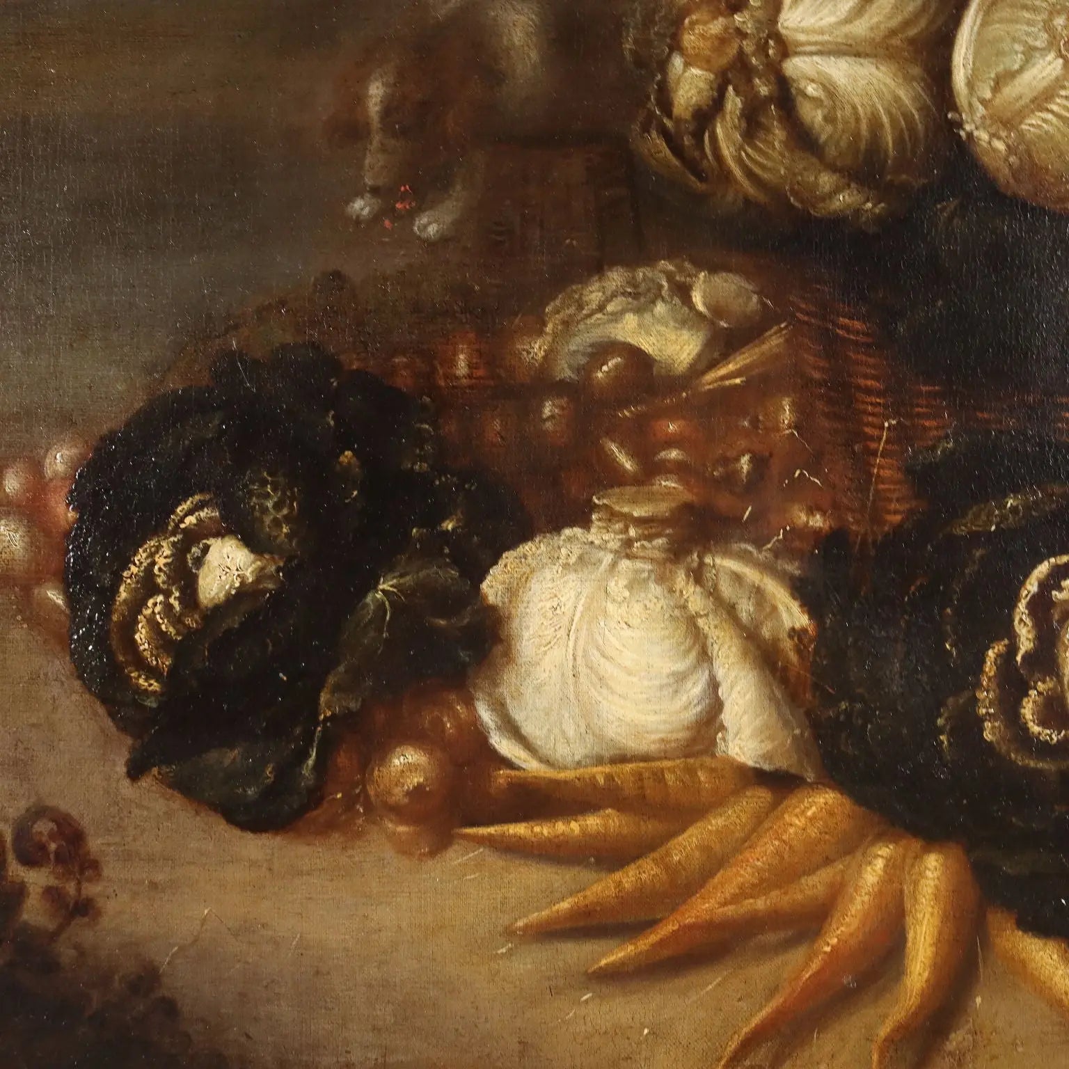 Ancient Painting Hercules Sanders '600 Scene with Figures Canvas - Figures with Autumnal Still Life | Art | Antique Painting