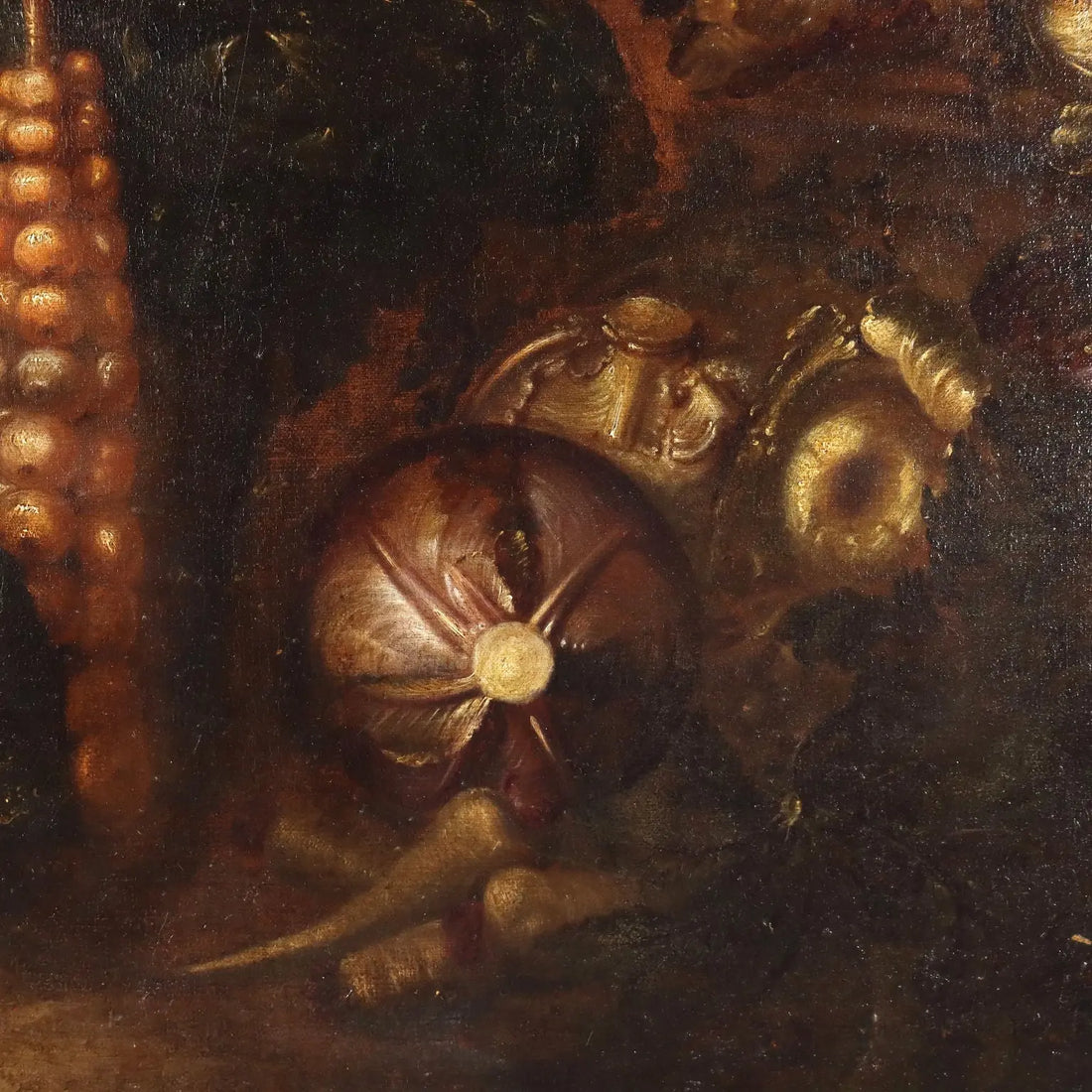 Ancient Painting Hercules Sanders '600 Scene with Figures Canvas - Figures with Autumnal Still Life | Art | Antique Painting