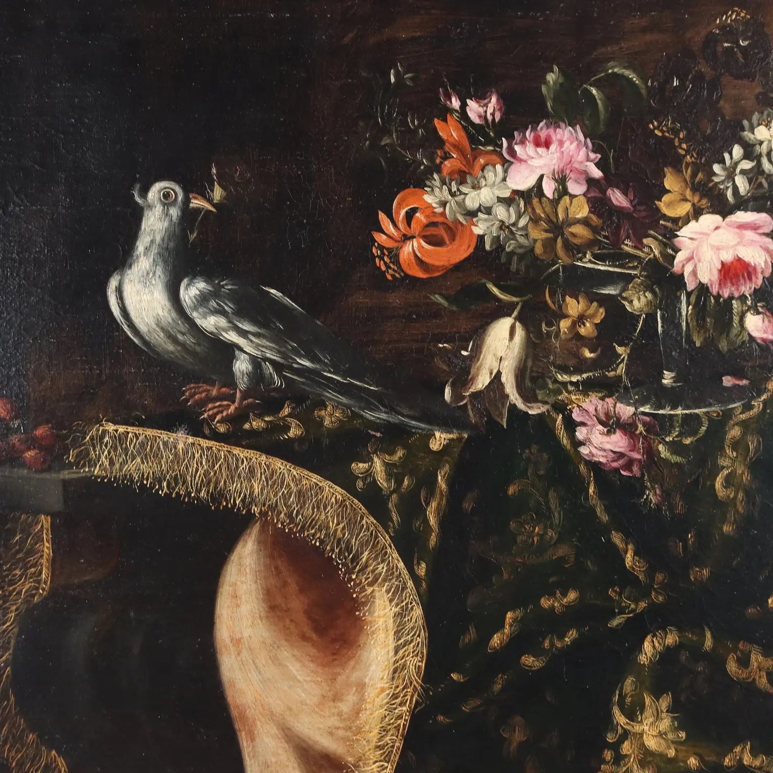 Ancient Painting Still Life with Flowers and Birds Oil on Canvas '600 | Art | Antique Painting