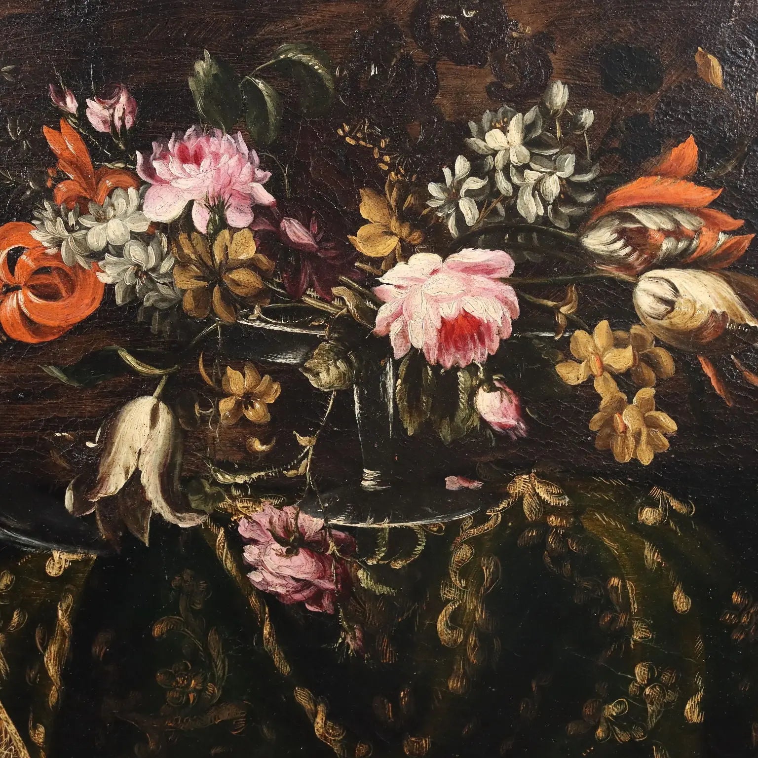 Ancient Painting Still Life with Flowers and Birds Oil on Canvas '600 | Art | Antique Painting