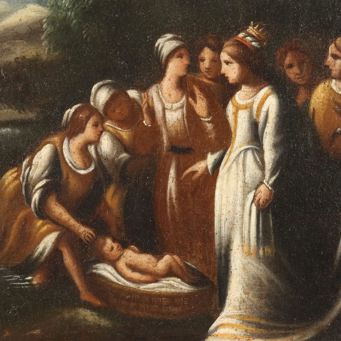 Antique Painting '600-'700 Moses Rescued from the Water Oil on Canvas | Art | Antique Painting
