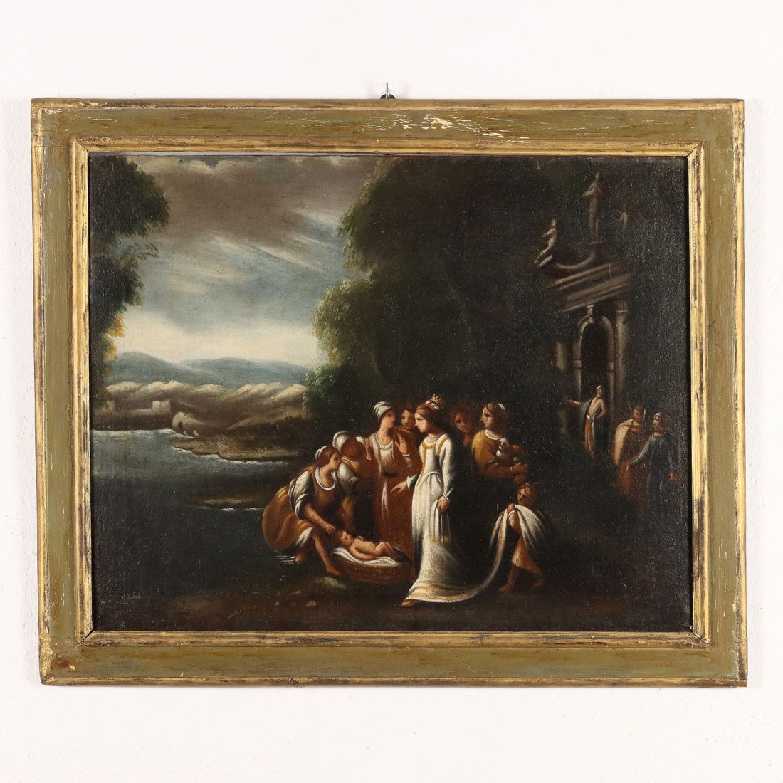 Antique Painting '600-'700 Moses Rescued from the Water Oil on Canvas | Art  Antique Painting