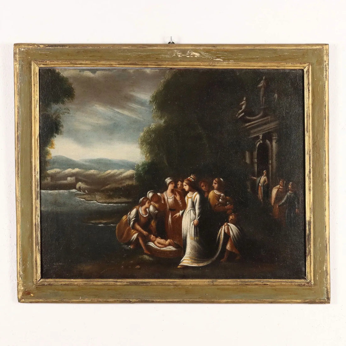 Antique Painting '600-'700 Moses Rescued from the Water Oil on Canvas | Art | Antique Painting