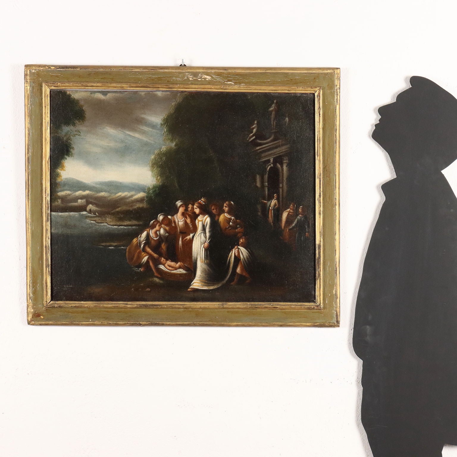 Antique Painting '600-'700 Moses Rescued from the Water Oil on Canvas | Art  Antique Painting