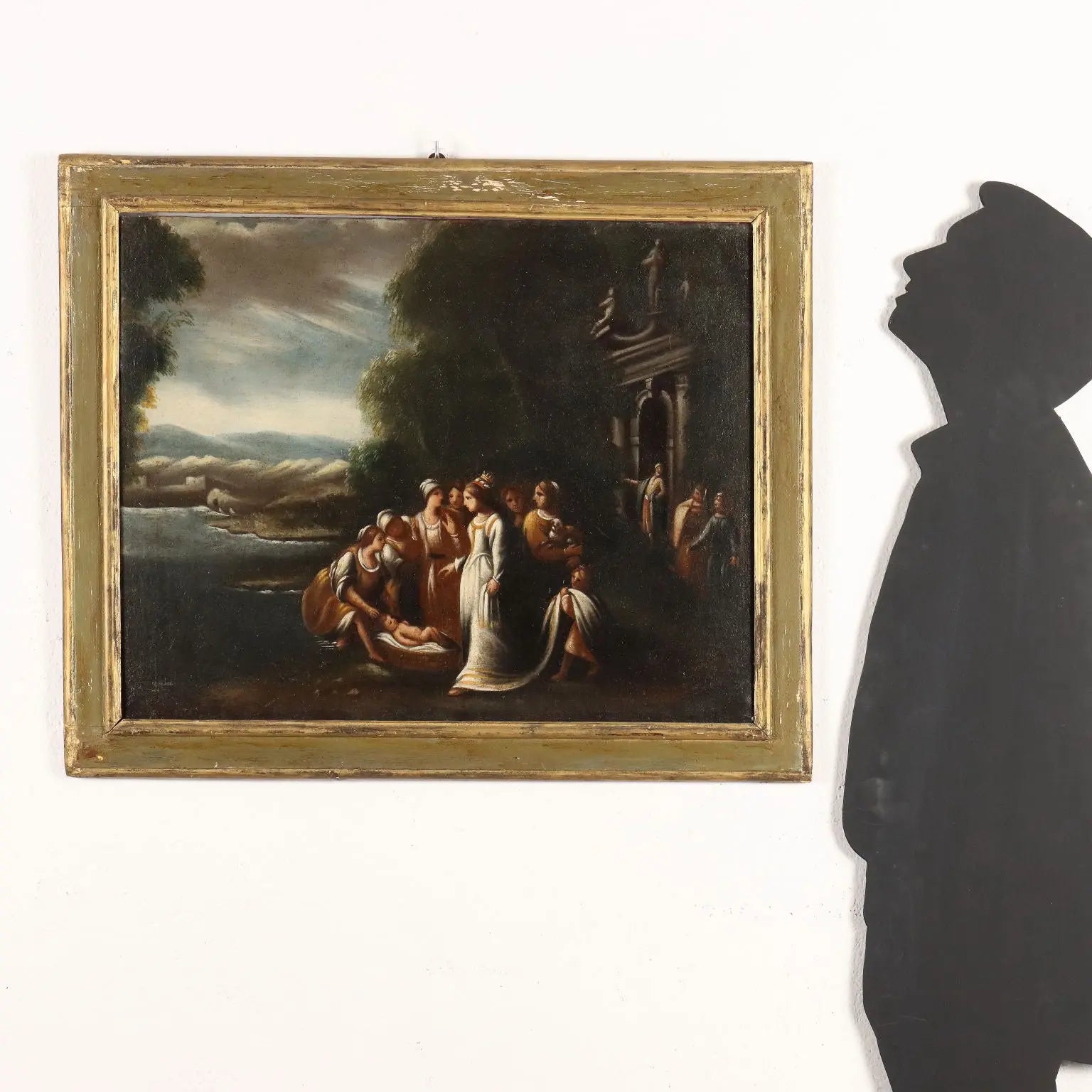 Antique Painting '600-'700 Moses Rescued from the Water Oil on Canvas | Art | Antique Painting
