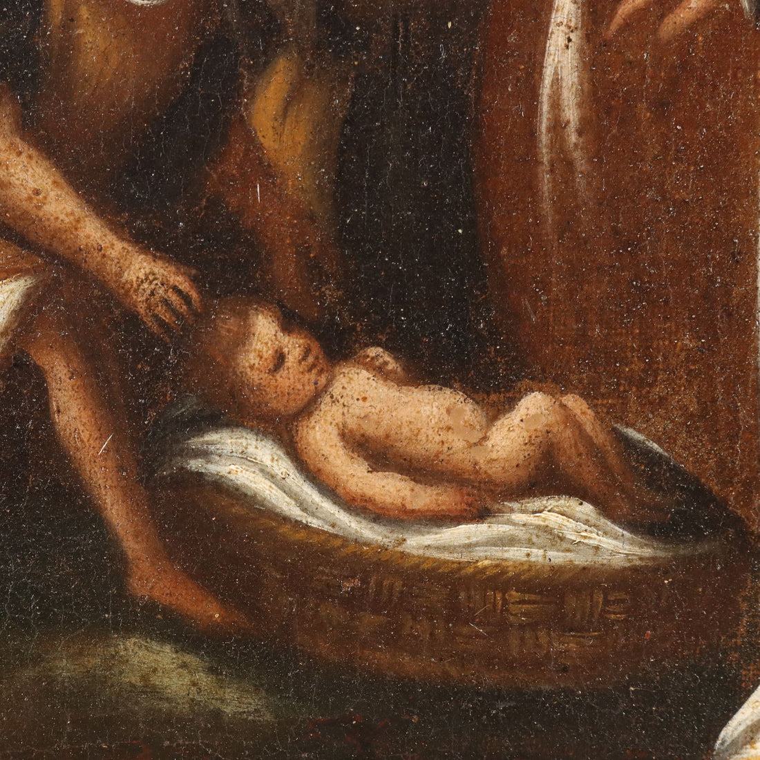 Antique Painting '600-'700 Moses Rescued from the Water Oil on Canvas | Art  Antique Painting