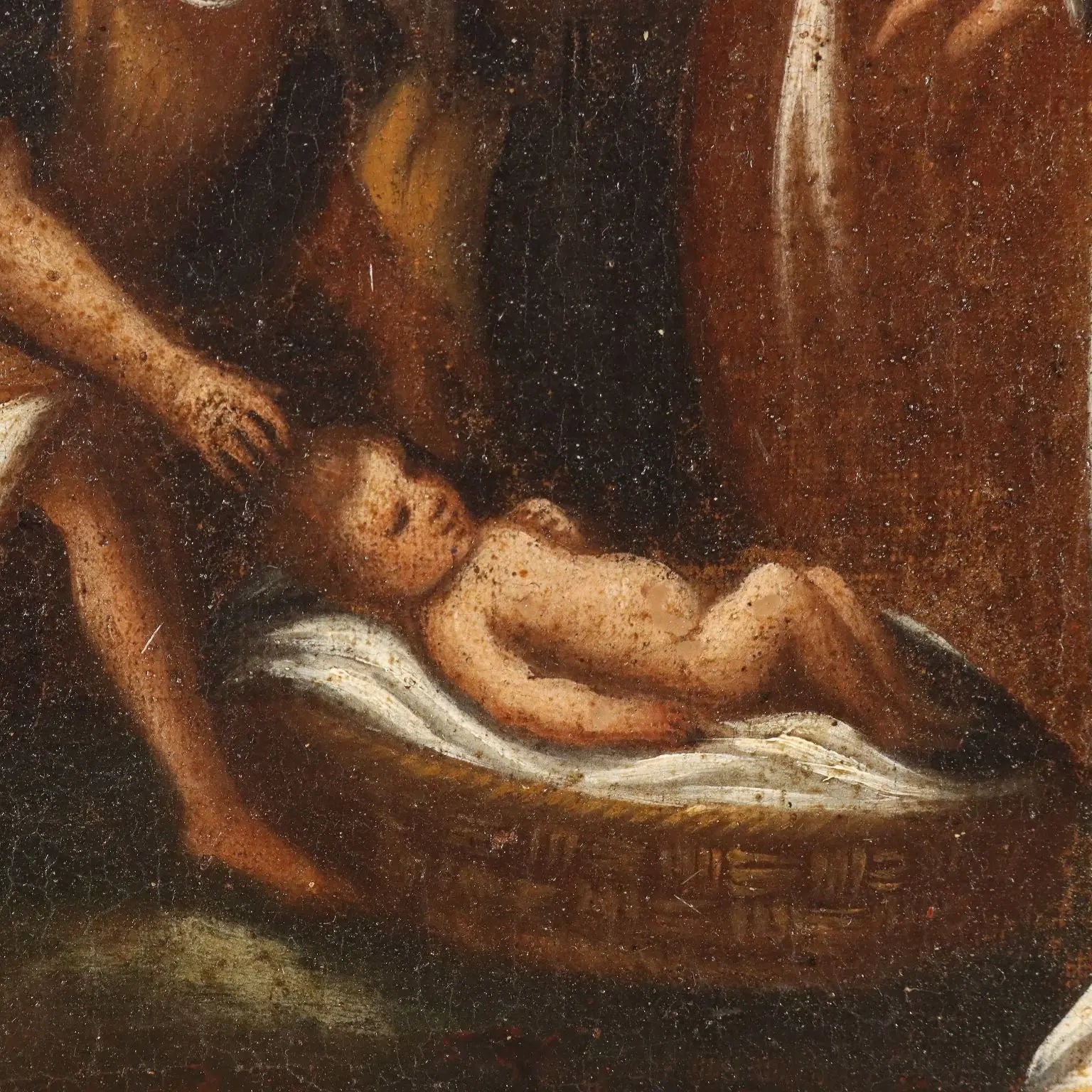Antique Painting '600-'700 Moses Rescued from the Water Oil on Canvas | Art | Antique Painting