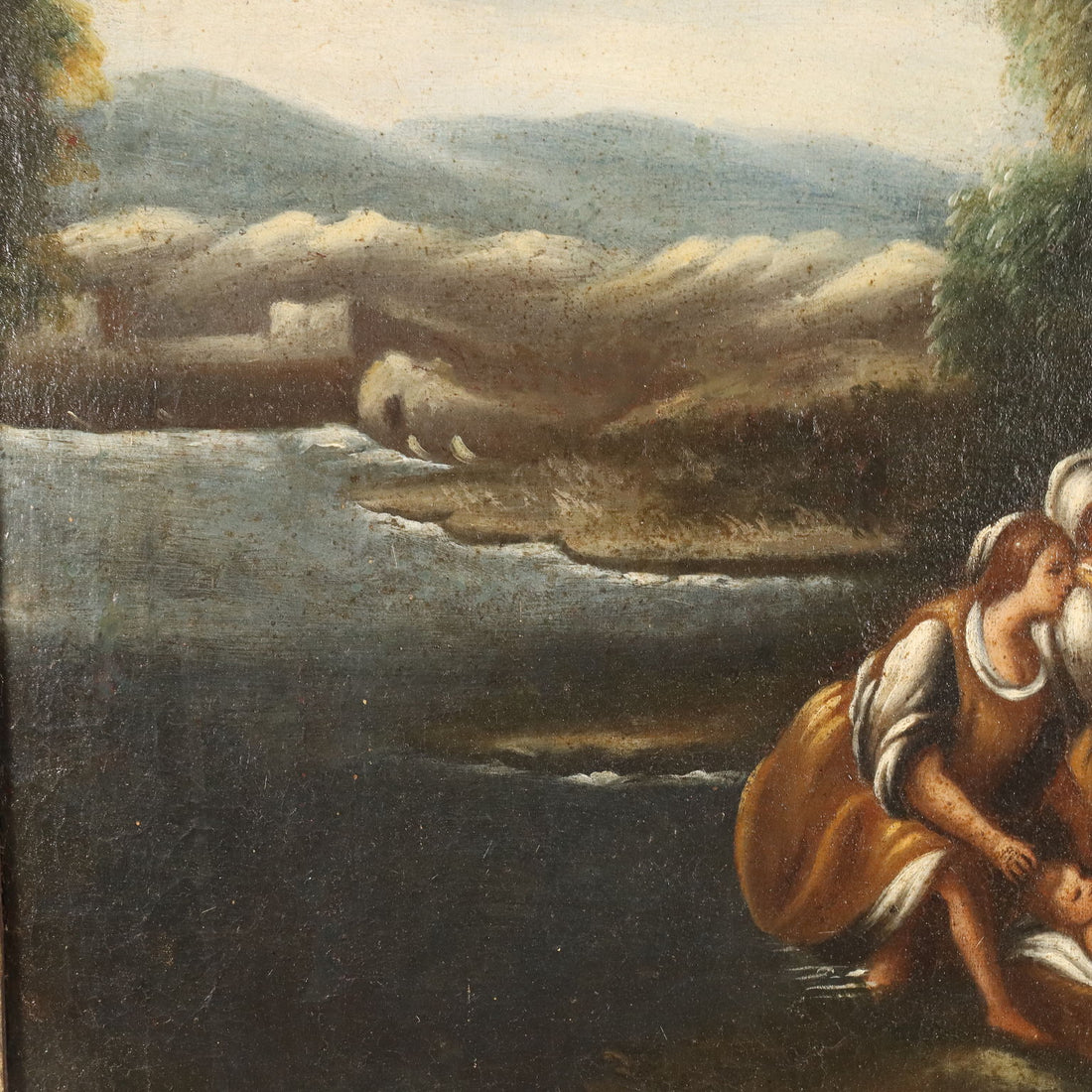 Antique Painting '600-'700 Moses Rescued from the Water Oil on Canvas | Art  Antique Painting