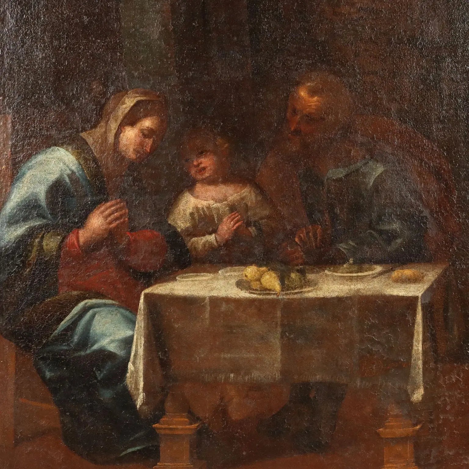 Antique Painting with the Holy Family Oil on Canvas '600 | Art | Antique Painting