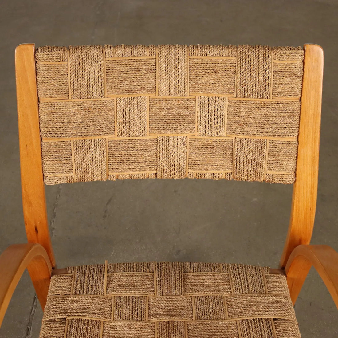 Pair of Vintage 1950s Armchair Beech Woven Rope Italy | Modernism | Armchairs