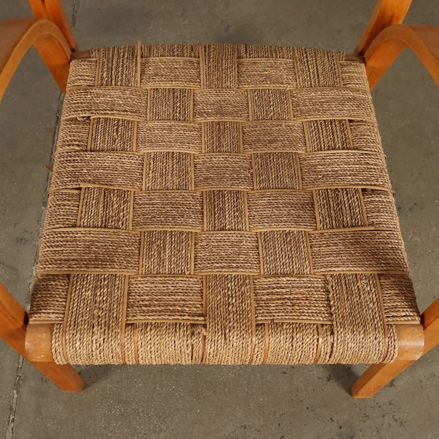 Pair of Vintage 1950s Armchair Beech Woven Rope Italy | Modernism | Armchairs