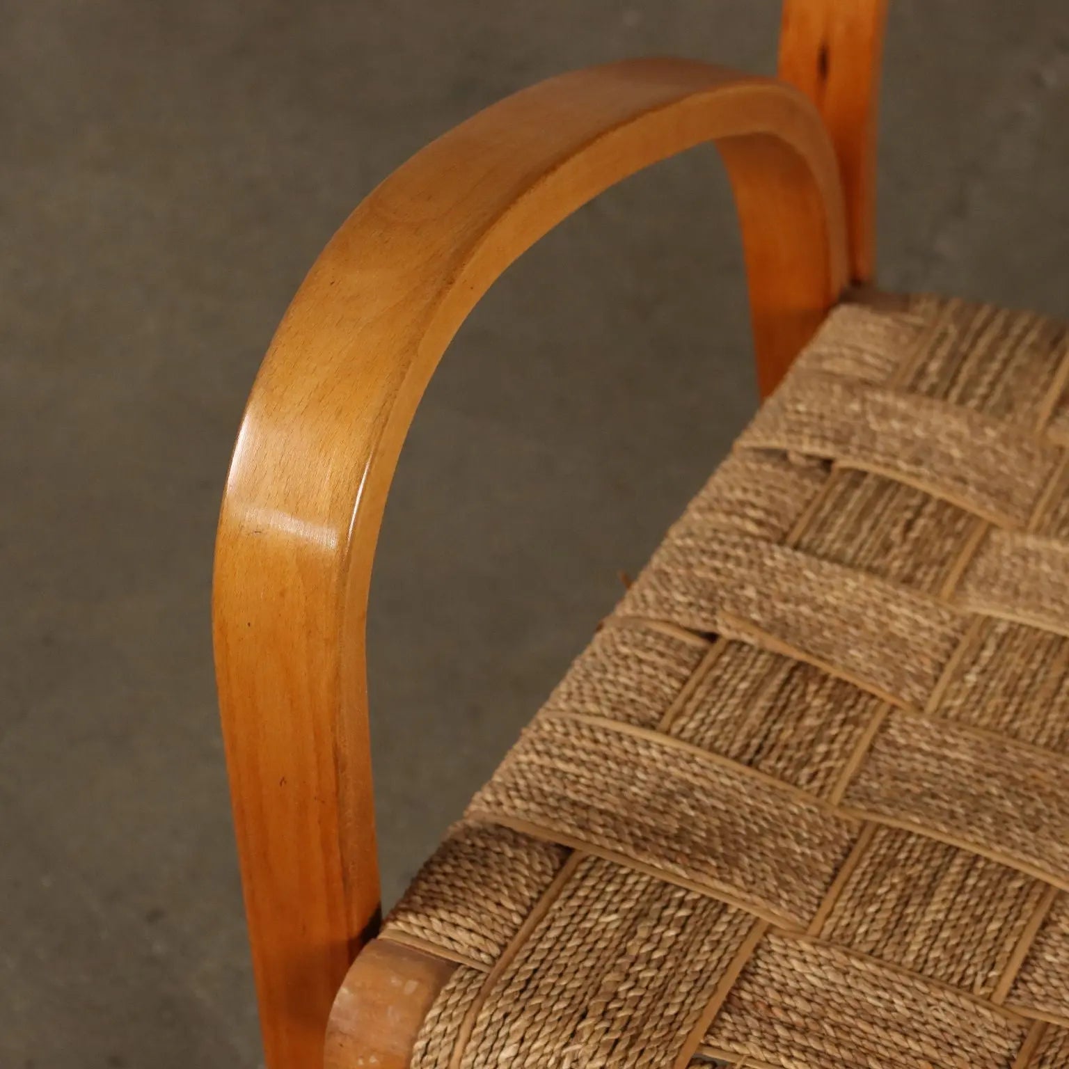Pair of Vintage 1950s Armchair Beech Woven Rope Italy | Modernism | Armchairs