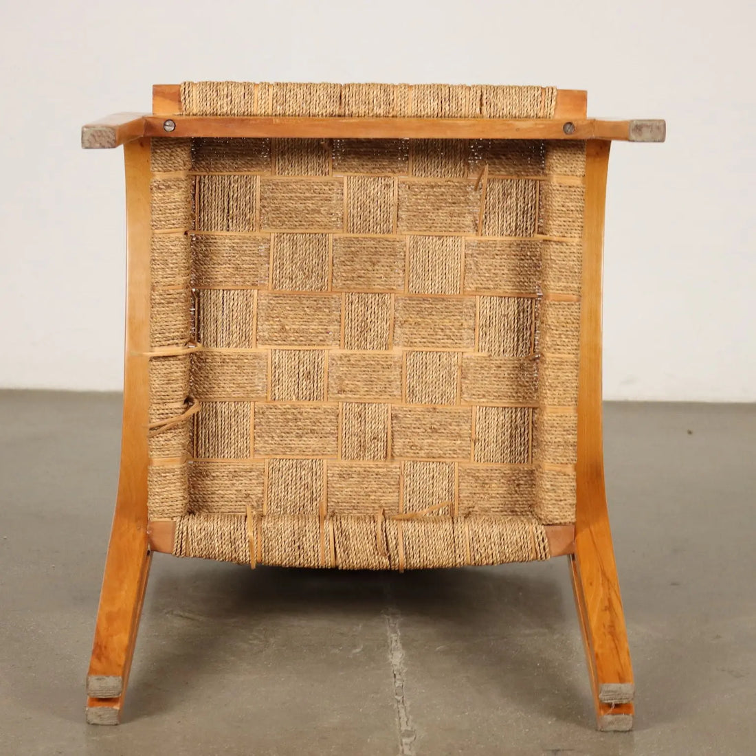 Pair of Vintage 1950s Armchair Beech Woven Rope Italy | Modernism | Armchairs
