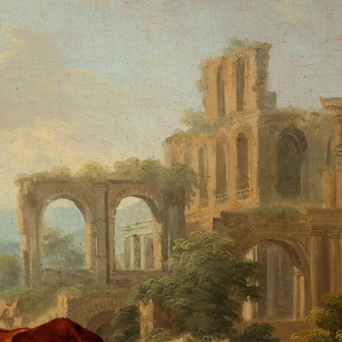Antique Painting Signed Christian Georg Schütz I Landscape '700 - River Landscape with Shepherdess and Ruins | Art | Antique Painting