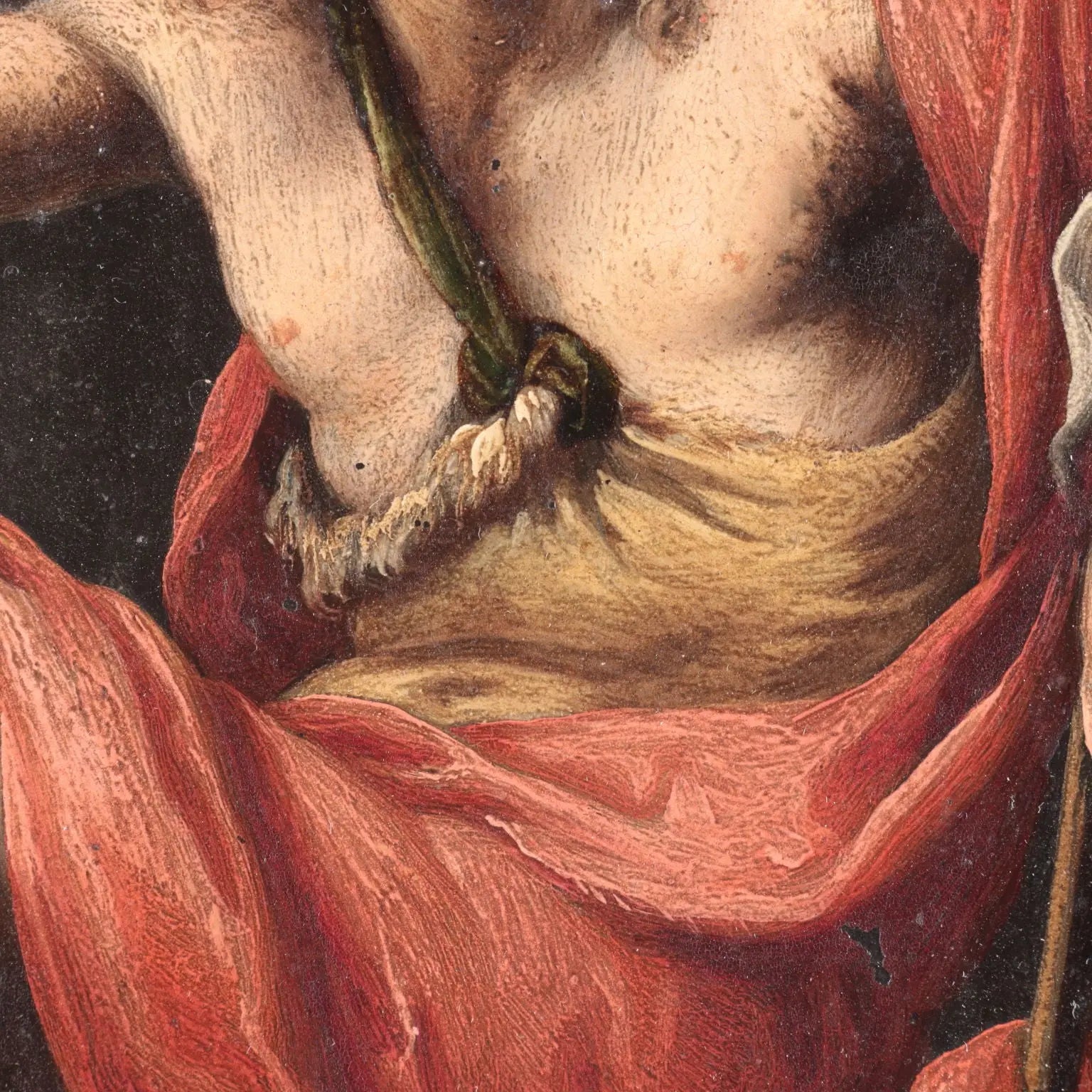 Pair of Antique Paintings on Slate Religious Subject XVII Century - The Penitent Magdalene and St. John the Baptist | Art | Antique Painting