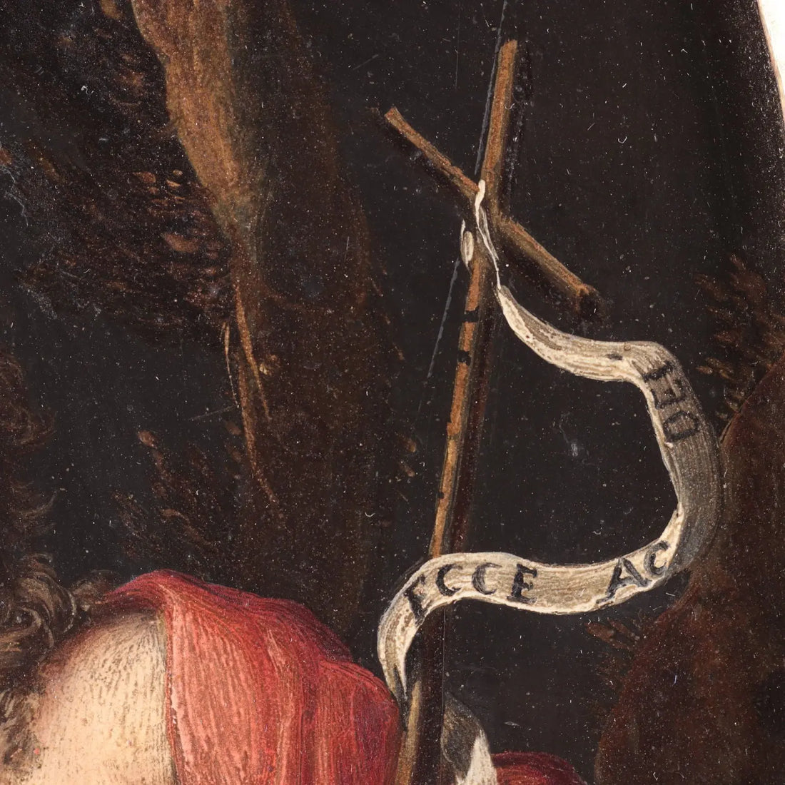 Pair of Antique Paintings on Slate Religious Subject XVII Century - The Penitent Magdalene and St. John the Baptist | Art | Antique Painting