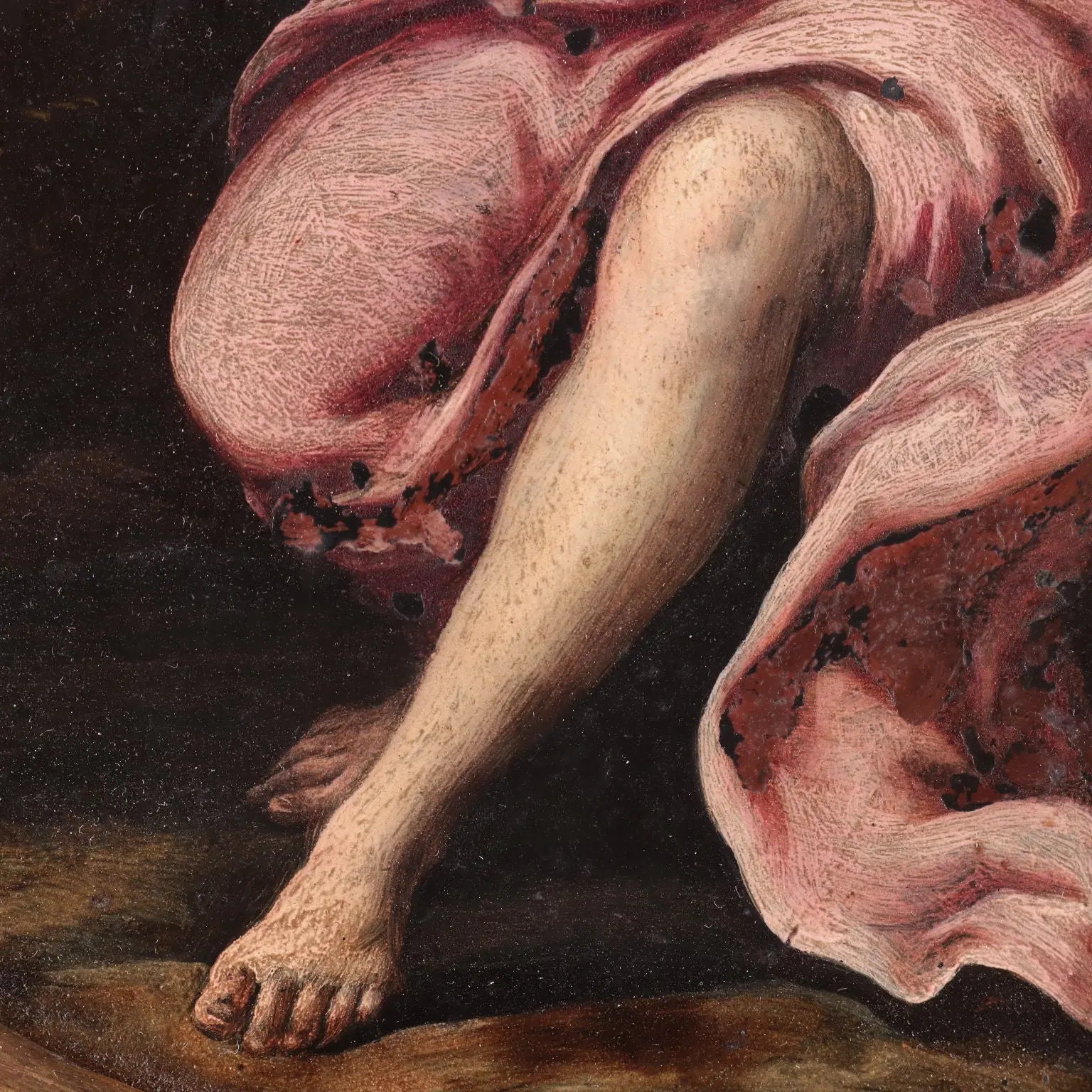 Pair of Antique Paintings on Slate Religious Subject XVII Century - The Penitent Magdalene and St. John the Baptist | Art | Antique Painting
