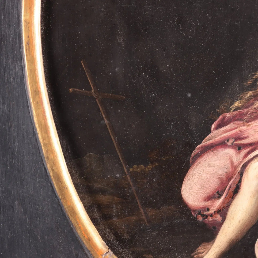 Pair of Antique Paintings on Slate Religious Subject XVII Century - The Penitent Magdalene and St. John the Baptist | Art | Antique Painting