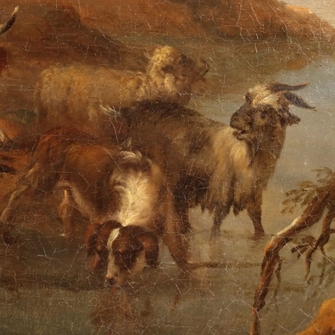 Antique Painting Michiel Caree Oil on Canvas Landscape XVIII Century - Landscape with Shepherds and Herds | Art | Antique Painting