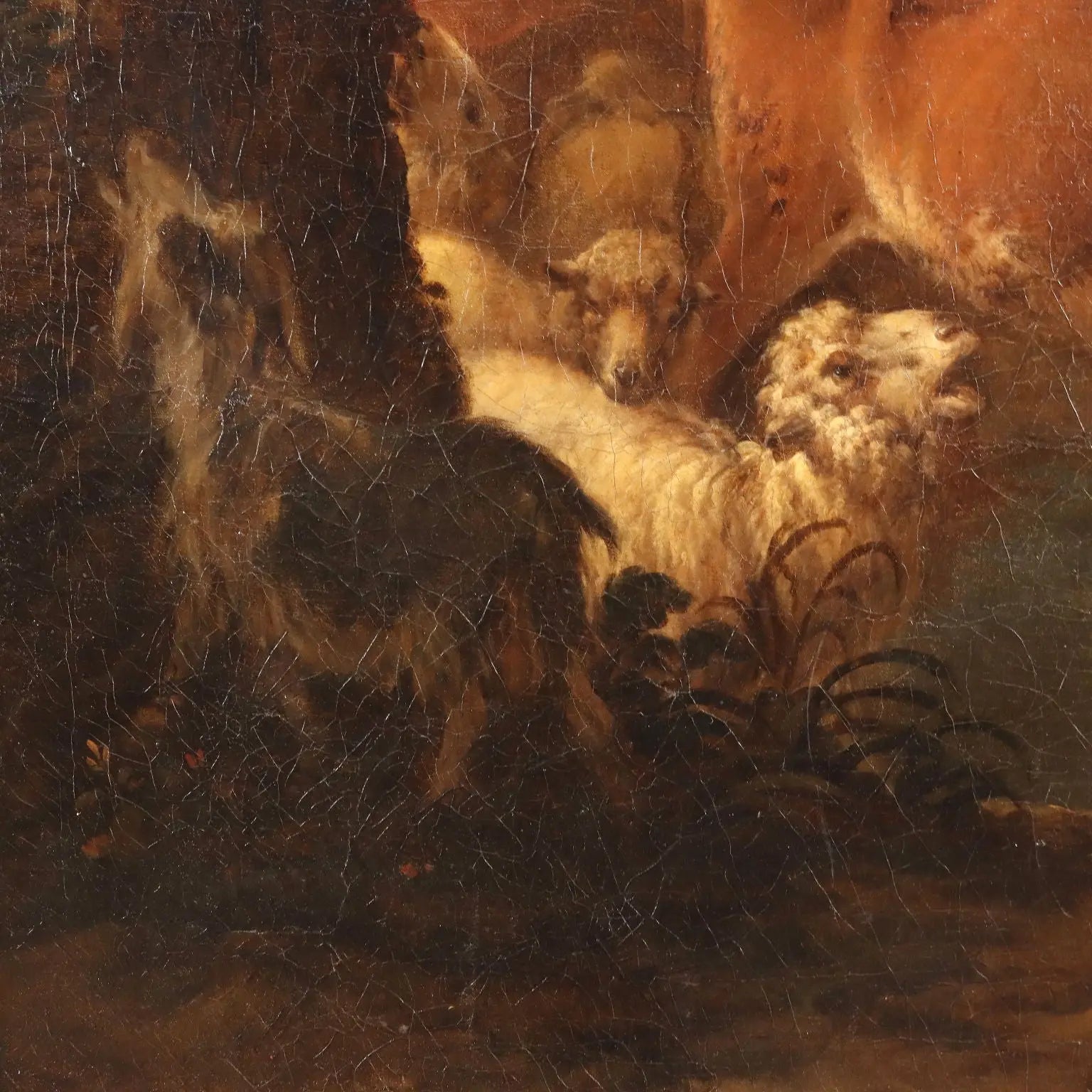 Antique Painting Michiel Caree Oil on Canvas Landscape XVIII Century - Landscape with Shepherds and Herds | Art | Antique Painting