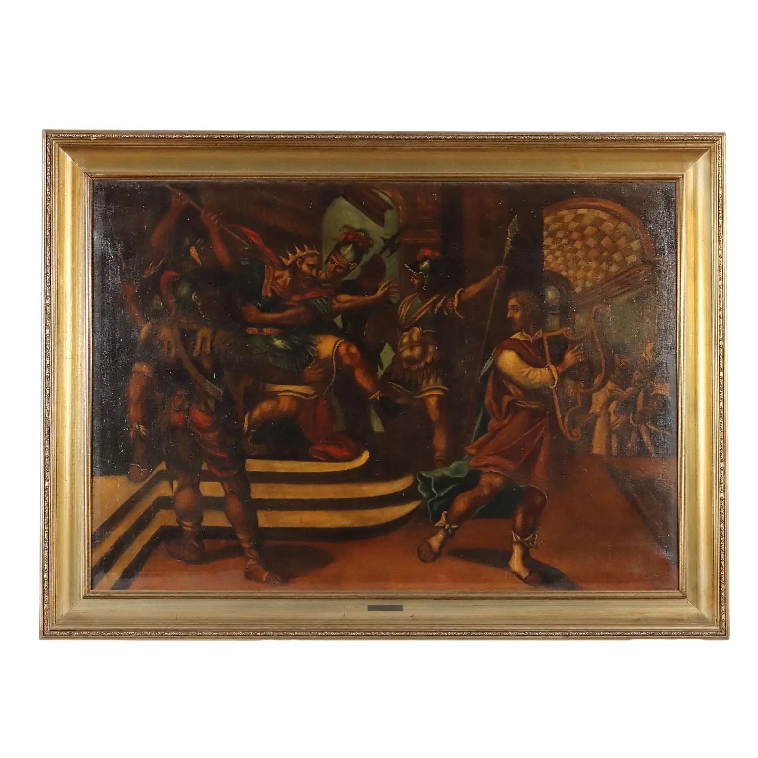 Antique Painting Religious Subject Oil on Canvas XVII Century - David Playing the Harp | Art | Antique Painting