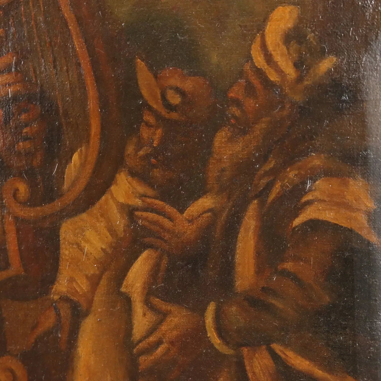Antique Painting Religious Subject Oil on Canvas XVII Century - David Playing the Harp | Art | Antique Painting