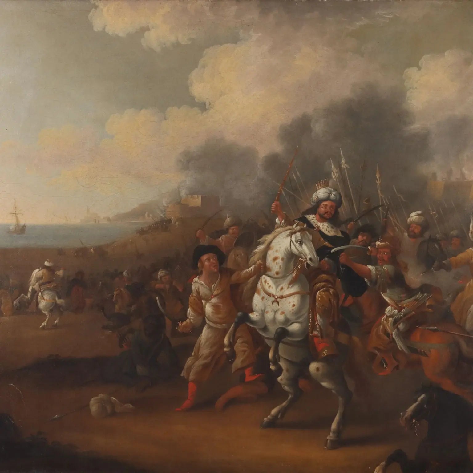 Antique Painting Battle Scene Oil on Canvas XVIII Century | Art | Antique Painting
