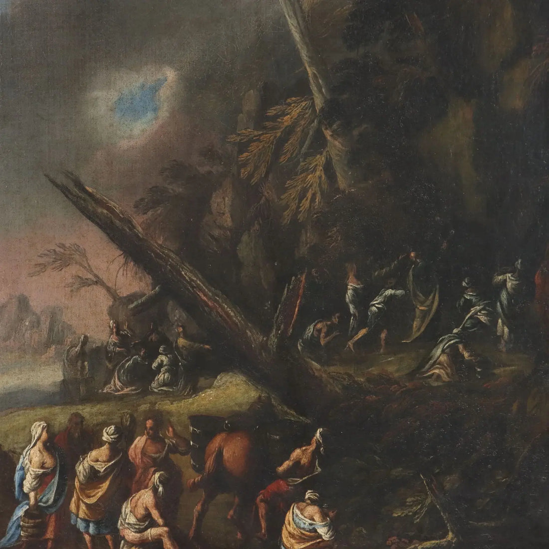 Antique Painting Religious Subject Moses Miracle XVII-XVIII Century | Art | Antique Painting