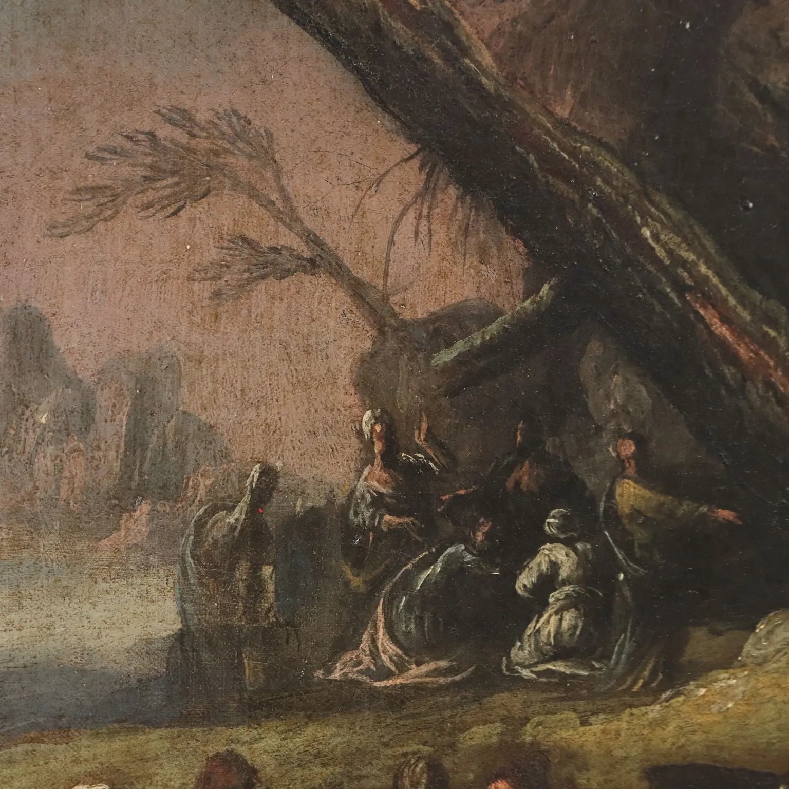 Antique Painting Religious Subject Moses Miracle XVII-XVIII Century | Art | Antique Painting