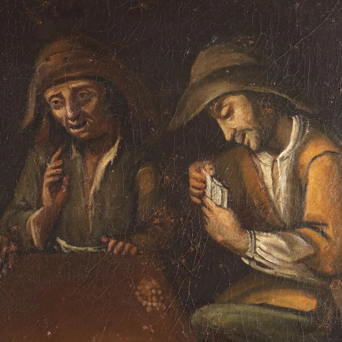 Antique Painting Card Players Oil on Canvas Italy XVIII Century | Art | Antique Painting