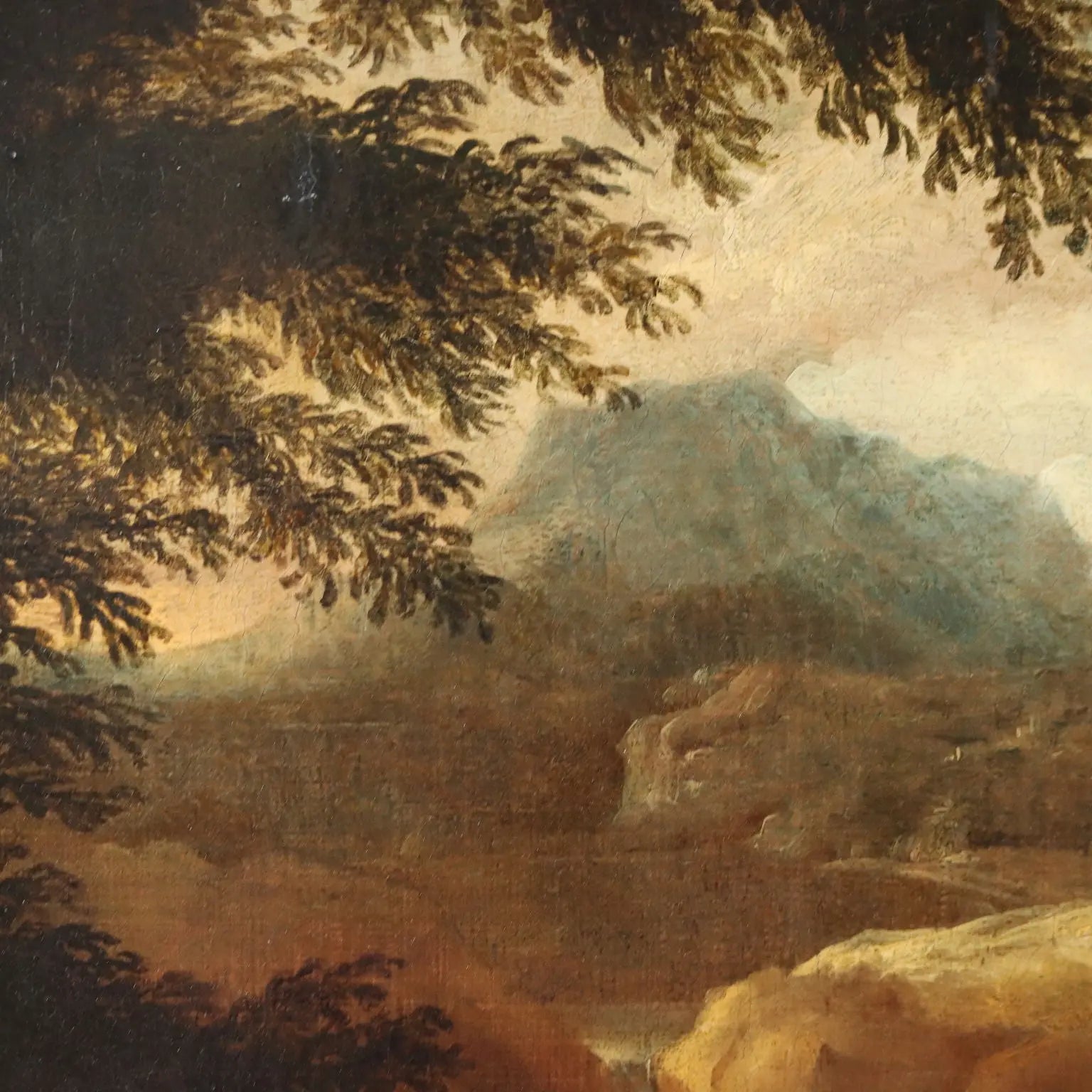 Antique Painting Landscape with Figures Oil on Canvas '700-'800 | Art | Antique Painting