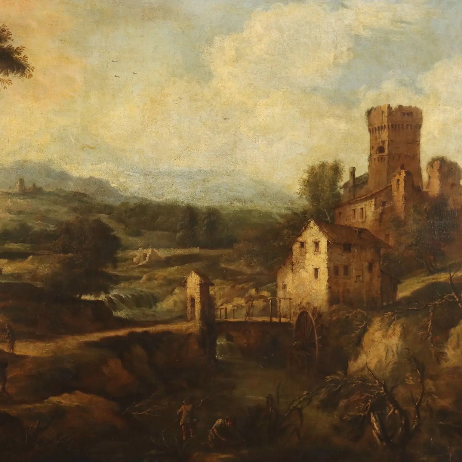 Antique Painting Landscape with Stream Mill XVIII Century | Art | Antique Painting