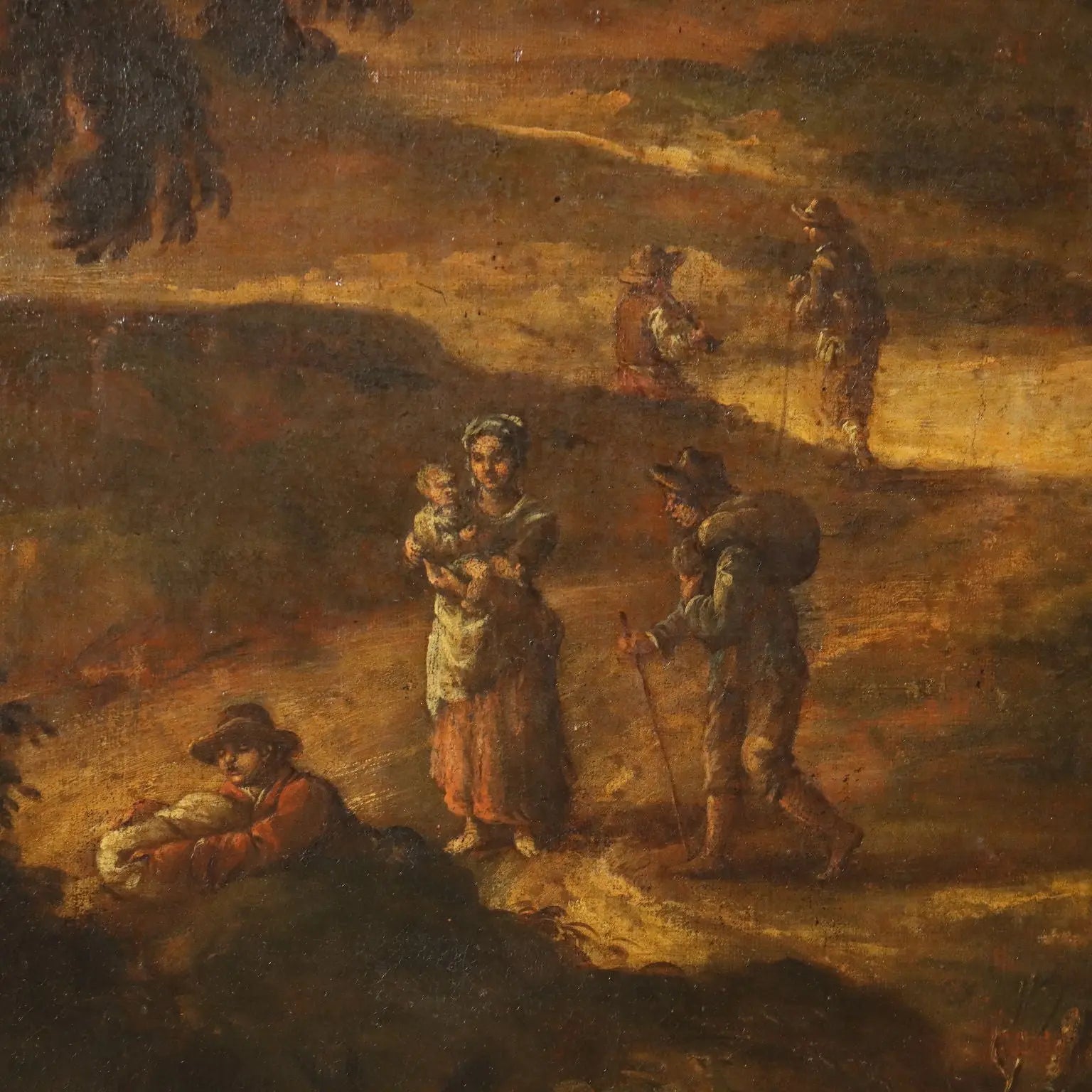 Antique Painting Landscape with Stream Mill XVIII Century | Art | Antique Painting